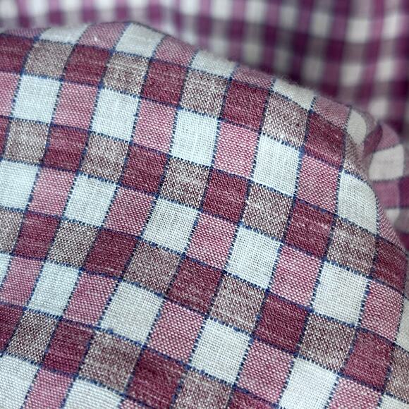 David Donahue shirt mens medium NEW button down check red linen cotton chore - Picture 8 of 11